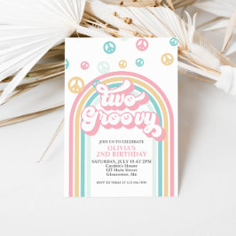 Dos Groovy Invitación al Arcoiris Retro de Verano