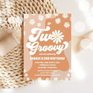 Dos Groovy Invitación de cumpleaños 2 Retro Daisy
