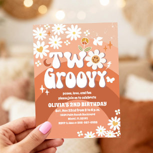 Dos Groovy Invitaciones para el Segundo Cumpleaños