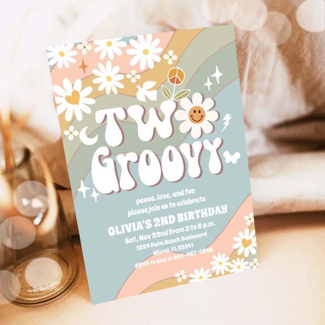 Dos Groovy Invitaciones para el Segundo Cumpleaños (Subido por el creador)