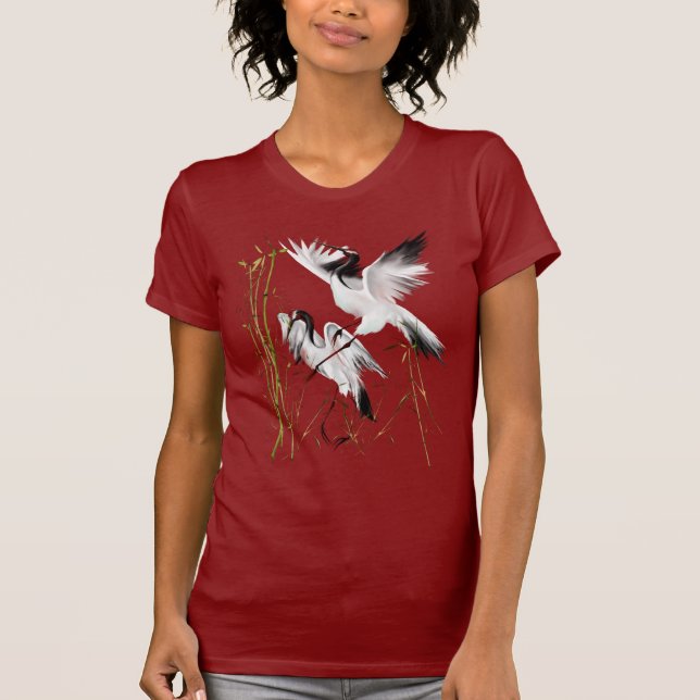 Dos grúas en el camisetas de bambú (Anverso)