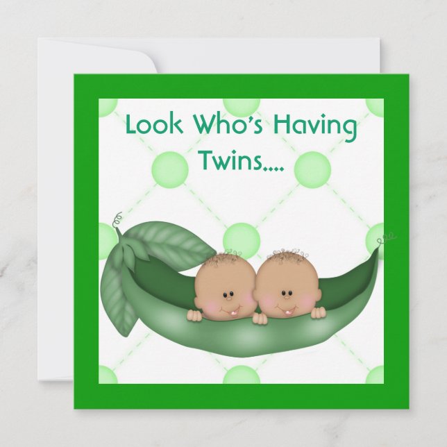 DOS GUISANTES EN INVITACIONES DE LOS GEMELOS DE (Anverso)