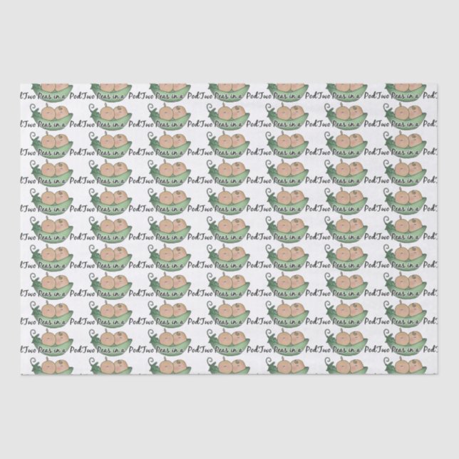 Dos guisantes en papel tisular para bebé en una va (Anverso)