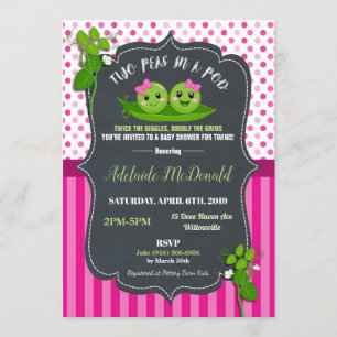 Dos guisantes en una invitación de Baby Shower de