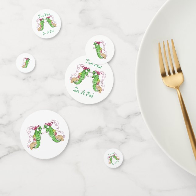 Dos Guisantes En Una Mesa Confetti De Gemelos De P (Grupo)