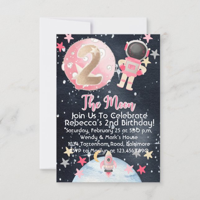 Dos hijos Chicas de la invitación al cumpleaños es (Anverso)