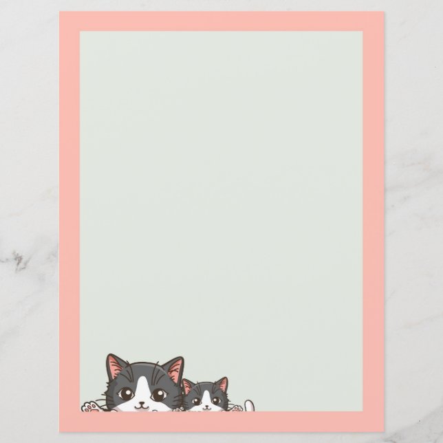 Dos hojas de papel de gatitos grises (Anverso)