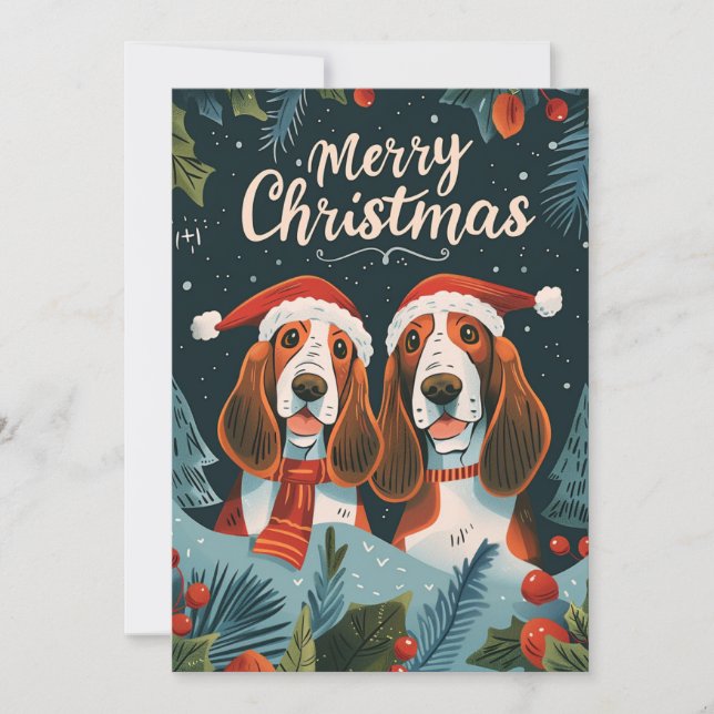 Dos Hound Basset Feliz Navidad (Anverso)