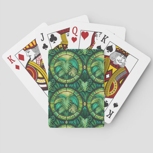 Dos imágenes de cartas de juego con diseños de hoj (Reverso)