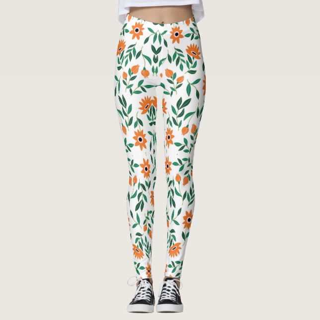 Dos imágenes de leggings florales muestran  (Anverso)