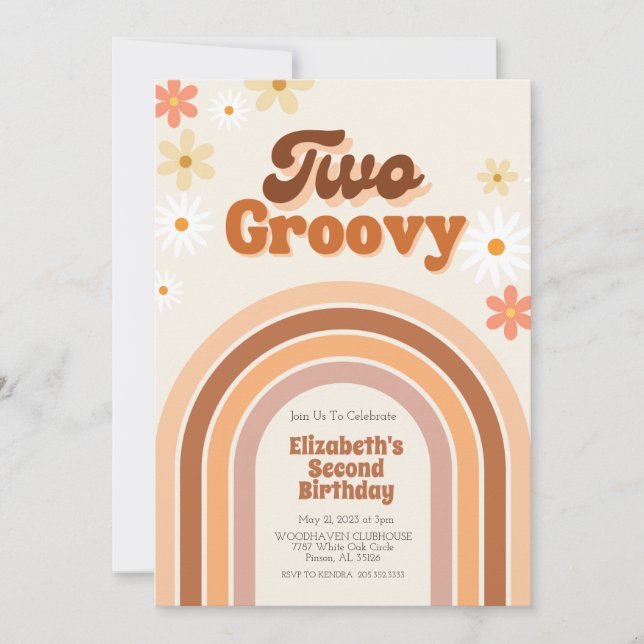 Dos invitación de cumpleaños Groovy (Anverso)