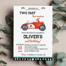 Dos Invitación de Segundo Cumpleaños de Fast Race 