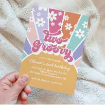 Dos Invitación Groovy Sunshine Rainbow Daisy