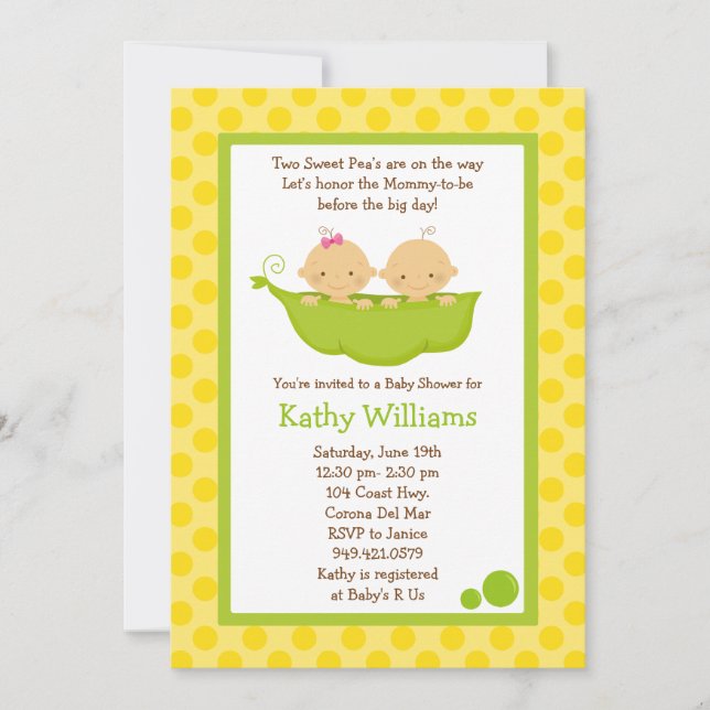 Dos invitaciones a Baby Shower (Anverso)