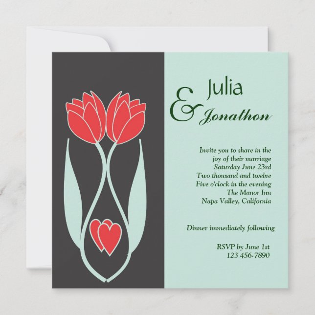 Dos invitaciones a la boda estilo Art Nouveau Tuli (Anverso)
