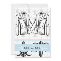 Dos invitaciones a la boda gay Tuxedo Groom
