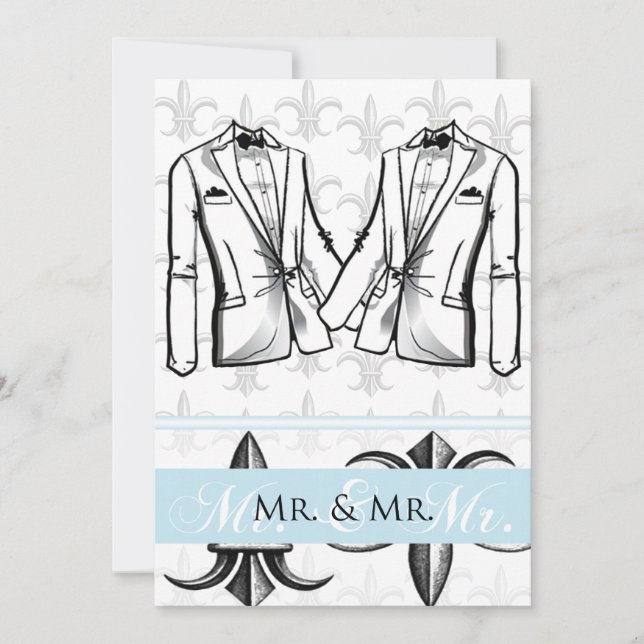 Dos invitaciones a la boda gay Tuxedo Groom (Anverso)