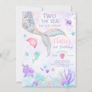 Dos invitaciones a la cola de sirena de 2º cumplea