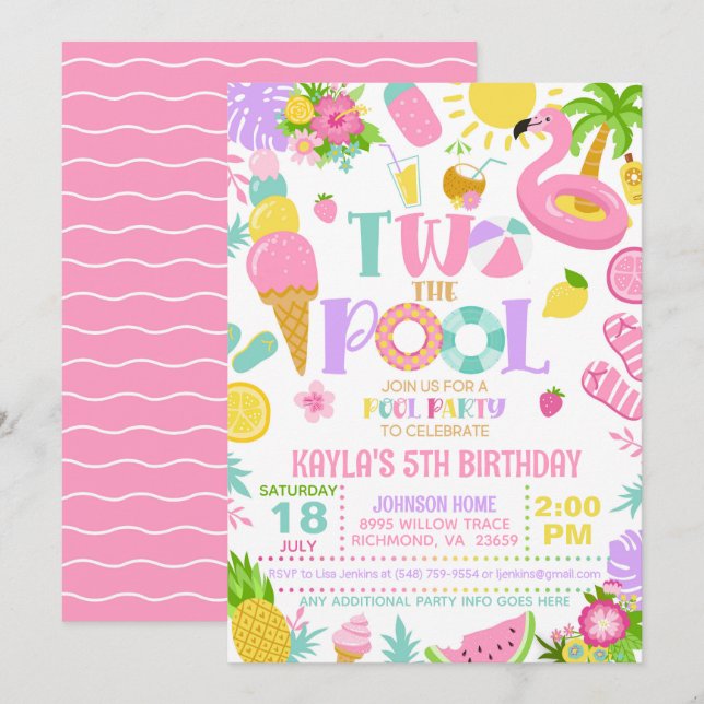 Dos invitaciones a la fiesta de cumpleaños de la p (Anverso / Reverso)