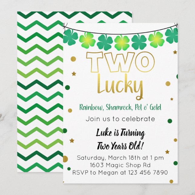 Dos invitaciones afortunadas de cumpleaños (Anverso / Reverso)
