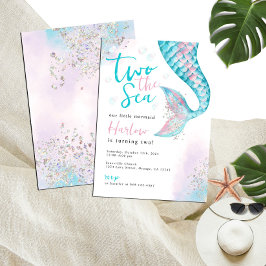 Dos invitaciones al cumpleaños de la sirena acuare