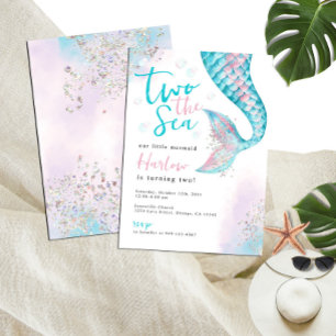 Dos invitaciones al cumpleaños de la sirena acuare