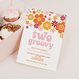 Dos invitaciones de 2º cumpleaños de Groovy Retro