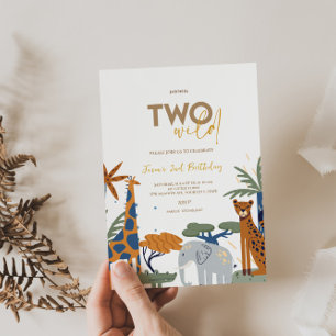 Dos invitaciones de 2º cumpleaños de Safari salvaj