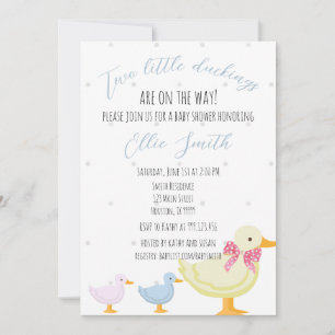 Dos invitaciones de Baby Shower, dos patitos