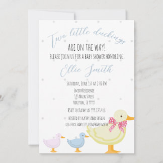 Dos invitaciones de Baby Shower, dos patitos