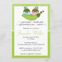 Dos Invitaciones De Baby Shower, Dos Peas En Un Po