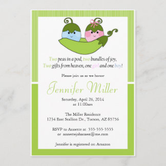 Dos Invitaciones De Baby Shower, Dos Peas En Un Po
