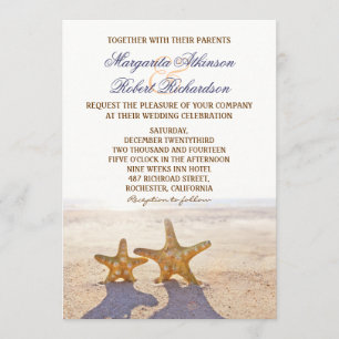 dos invitaciones de boda de starfish beach