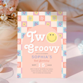 Dos invitaciones de cumpleaños a Groovy Boho