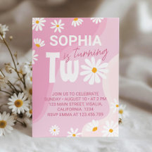 Dos invitaciones de cumpleaños a Groovy Daisy