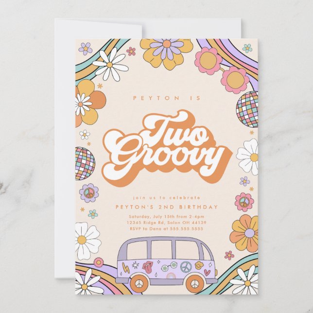 Dos invitaciones de cumpleaños de Groovy (Anverso)