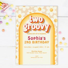 Dos invitaciones de cumpleaños de Groovy | Boho Da