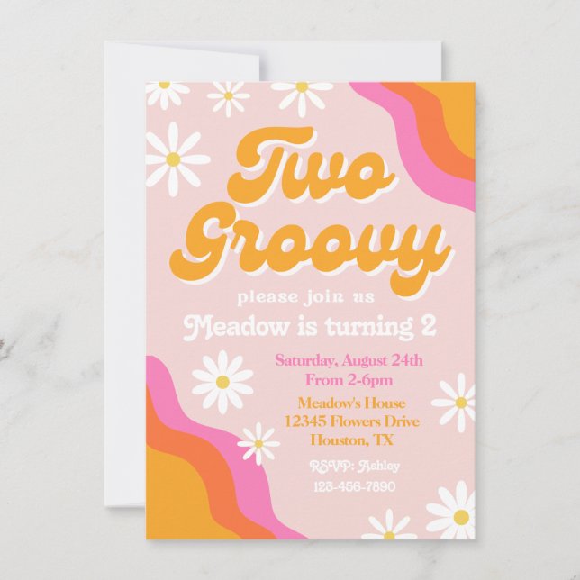 Dos invitaciones de cumpleaños de Groovy | Cumplea (Anverso)