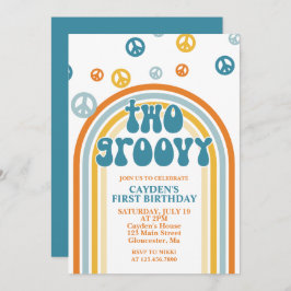 Dos invitaciones de cumpleaños de Groovy Retro Boy
