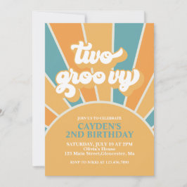 Dos invitaciones de cumpleaños de Groovy Retro Boy