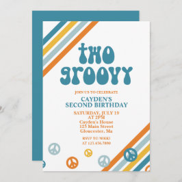 Dos invitaciones de cumpleaños de Groovy Retro Boy