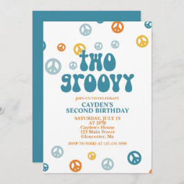 Dos invitaciones de cumpleaños de Groovy Retro Boy