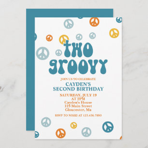 Dos invitaciones de cumpleaños de Groovy Retro Boy
