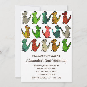 Dos invitaciones de cumpleaños de rex dinomita par