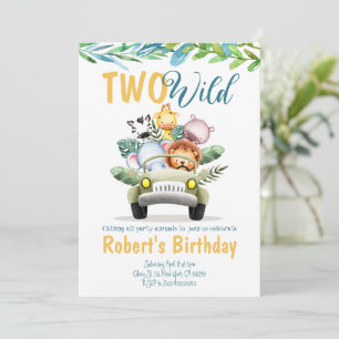 Dos invitaciones de cumpleaños de Safari Wild Boy