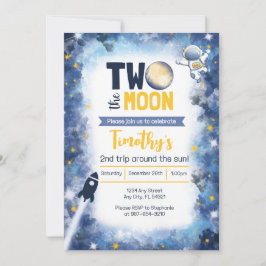 Dos invitaciones de cumpleaños en el espacio lunar