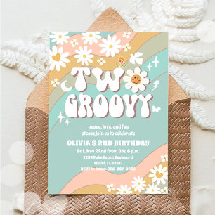 Dos Invitaciones de Cumpleaños Groovy Daisy