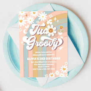 Dos Invitaciones de Cumpleaños Groovy Daisy