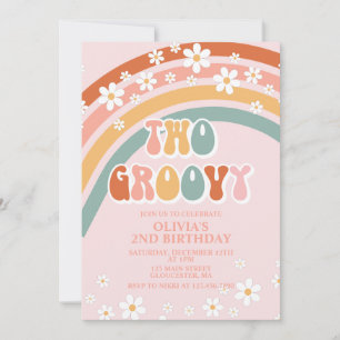 Dos invitaciones de cumpleaños groovy retro arcoír