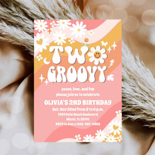 Dos invitaciones de cumpleaños número 2 Groovy